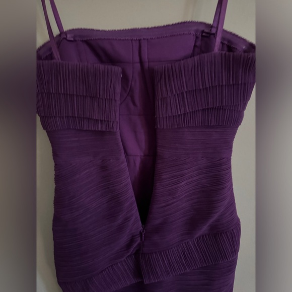 BCBG MaxAzria Jorie Dark Orchid Tulle Tiered Sheath Dress Size 0 - Picture 7 of 14